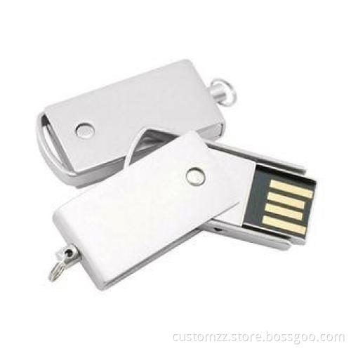USB 2.0 Mini USB Flash Drive Silver Metal Swivel UDP for Bu